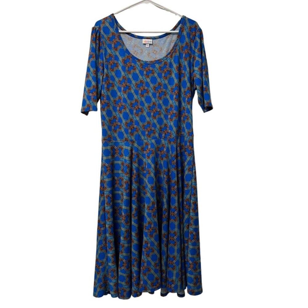 LuLaRoe Yellow Green Paisley Floral‎ Print Dress Size 2XL Cottagecore Colorful